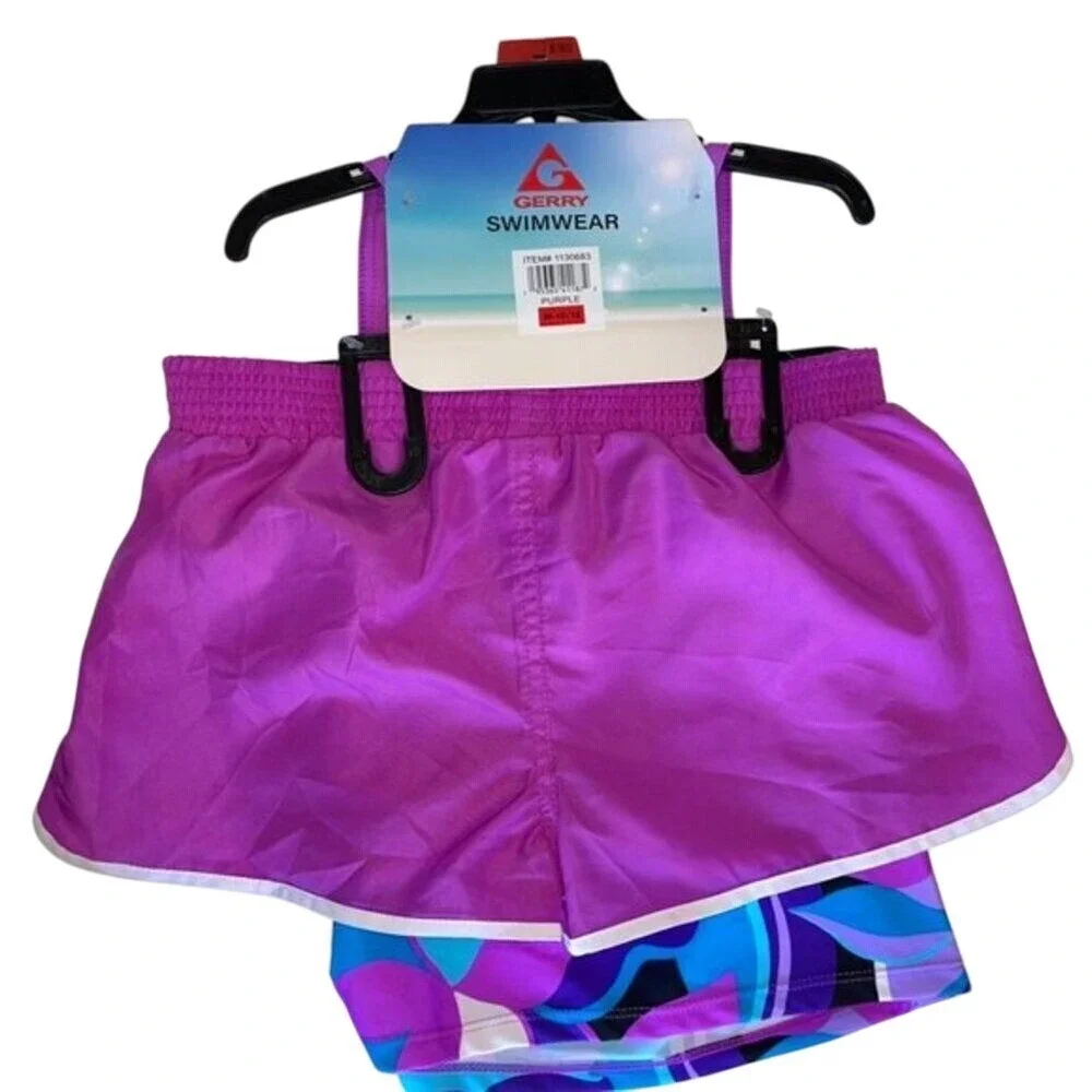 Gerry Girls Youth 3 Piece Swim Set Girls‎ Medium 10/12 New